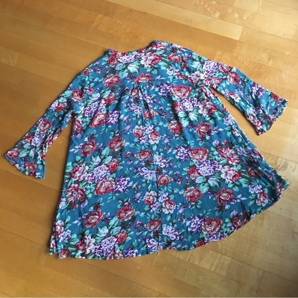 Umgee Teal Pink Floral Dress Tunic Size S - Picture 17 of 17